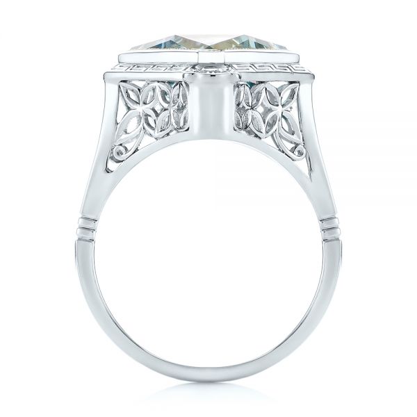  Platinum And 14K Gold Platinum And 14K Gold Custom Two-tone Aquamarine And Diamond Fashion Ring - Front View -  103289