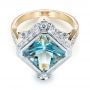 14k Yellow Gold And 18K Gold 14k Yellow Gold And 18K Gold Custom Two-tone Aquamarine And Diamond Fashion Ring - Flat View -  103289 - Thumbnail