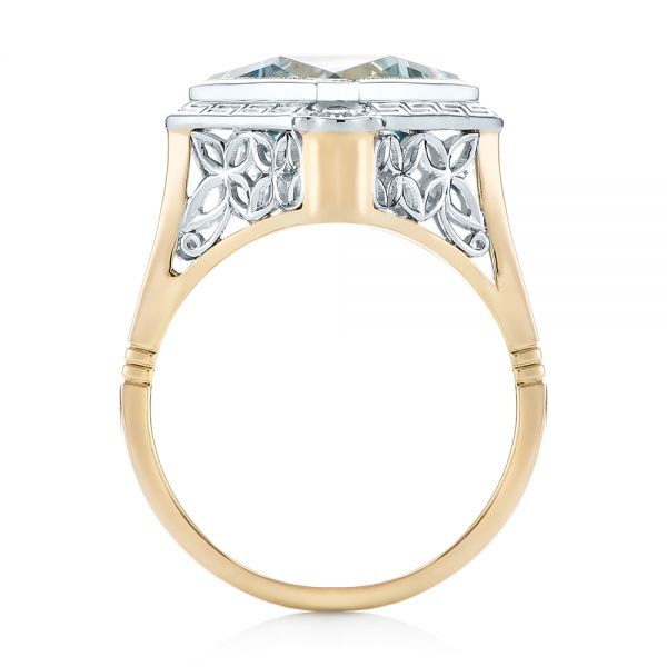 18k Yellow Gold And 14K Gold 18k Yellow Gold And 14K Gold Custom Two-tone Aquamarine And Diamond Fashion Ring - Front View -  103289