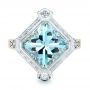 14k Yellow Gold And 14K Gold Custom Two-tone Aquamarine And Diamond Fashion Ring - Top View -  103289 - Thumbnail