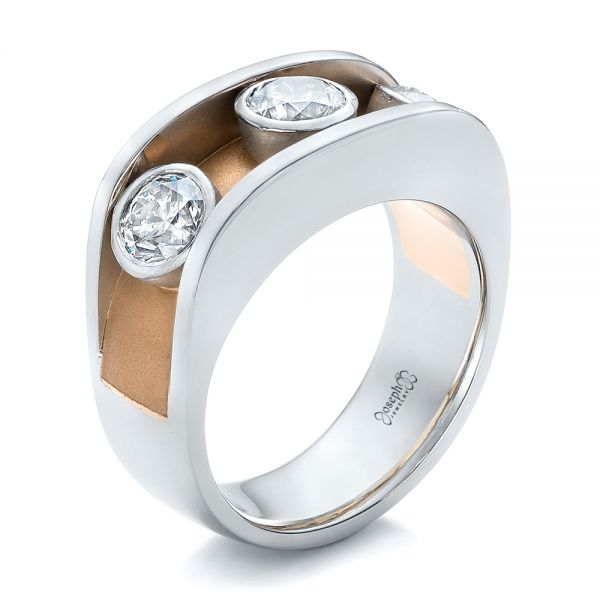  14K Gold And 14k Rose Gold 14K Gold And 14k Rose Gold Custom Two-tone Diamond Fashion Ring - Three-Quarter View -  102224