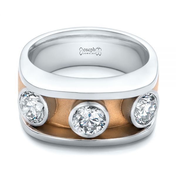 Platinum And 18k Rose Gold Platinum And 18k Rose Gold Custom Two-tone Diamond Fashion Ring - Flat View - 102224