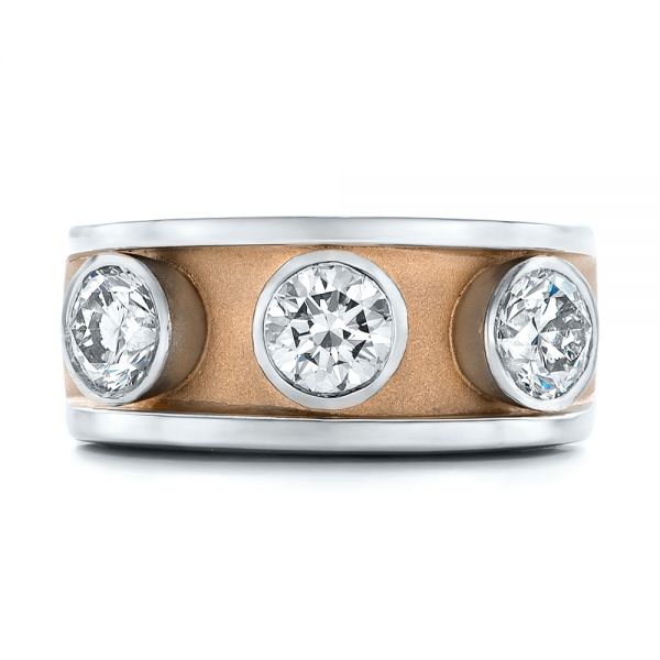 Platinum And 18k Rose Gold Platinum And 18k Rose Gold Custom Two-tone Diamond Fashion Ring - Top View - 102224