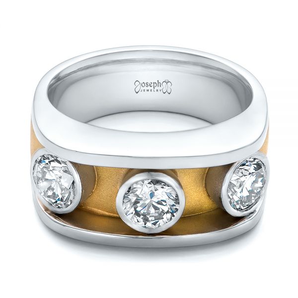 Platinum And 18k Yellow Gold Custom Two-tone Diamond Fashion Ring - Flat View - 102224