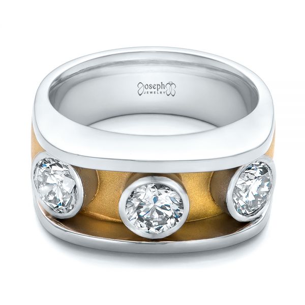  Platinum And 14k Yellow Gold Platinum And 14k Yellow Gold Custom Two-tone Diamond Fashion Ring - Flat View -  102224