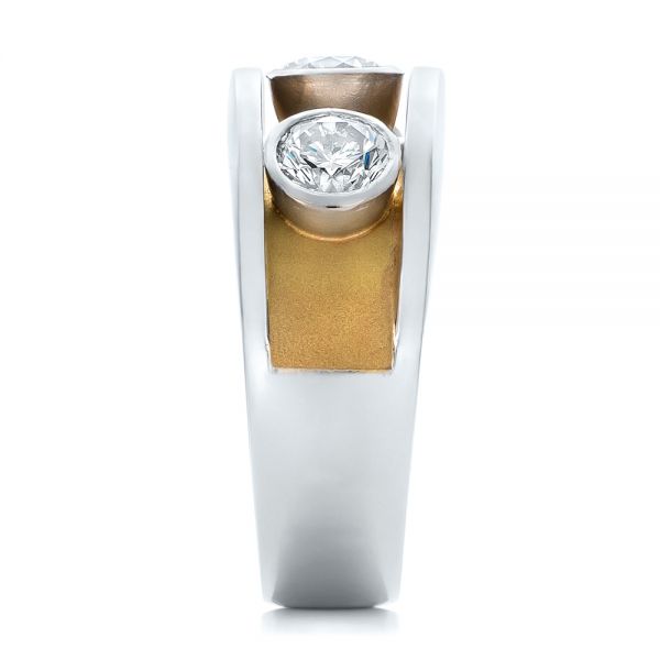 Platinum And 18k Yellow Gold Custom Two-tone Diamond Fashion Ring - Side View - 102224