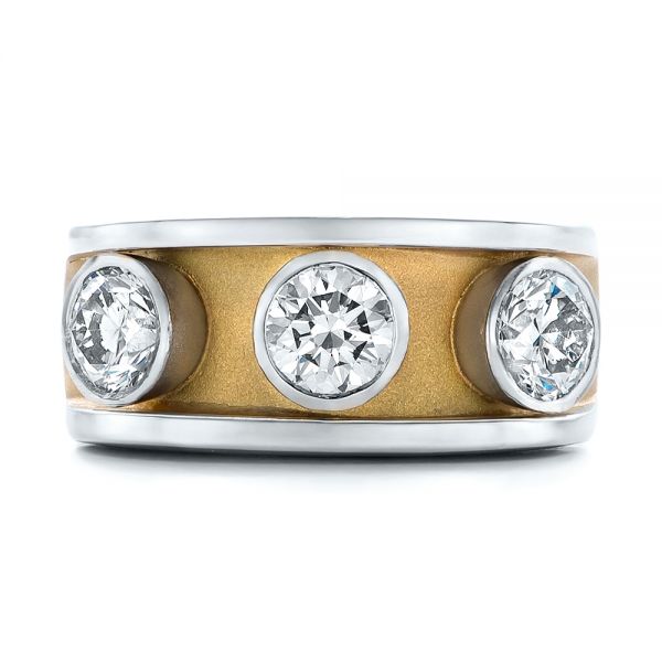 Platinum And 18k Yellow Gold Custom Two-tone Diamond Fashion Ring - Top View - 102224