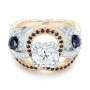 Custom Two-tone Blue Sapphire And Diamond Fashion Ring - Flat View -  102469 - Thumbnail