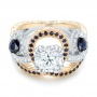 Custom Two-tone Blue Sapphire And Diamond Fashion Ring - Flat View -  102469 - Thumbnail