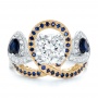 Custom Two-tone Blue Sapphire And Diamond Fashion Ring - Top View -  102469 - Thumbnail