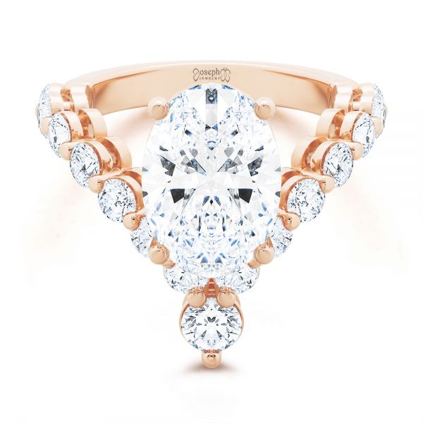 18k Rose Gold 18k Rose Gold Custom V-shaped Oval Diamond Ring - Flat View - 107306