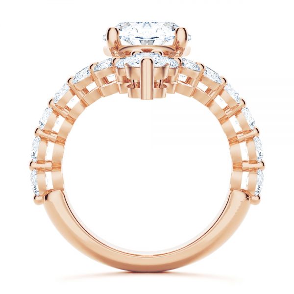18k Rose Gold 18k Rose Gold Custom V-shaped Oval Diamond Ring - Front View -  107306 - Thumbnail