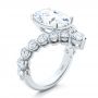  Platinum Custom V-shaped Oval Diamond Ring - Three-Quarter View -  107306 - Thumbnail