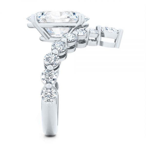  Platinum Custom V-shaped Oval Diamond Ring - Side View -  107306
