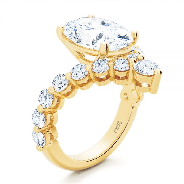 14k Yellow Gold 14k Yellow Gold Custom V-shaped Oval Diamond Ring - Three-Quarter View -  107306 - Thumbnail