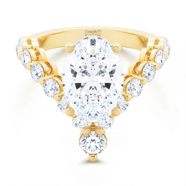 18k Yellow Gold 18k Yellow Gold Custom V-shaped Oval Diamond Ring - Flat View - 107306
