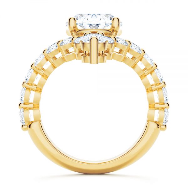 18k Yellow Gold 18k Yellow Gold Custom V-shaped Oval Diamond Ring - Front View -  107306 - Thumbnail