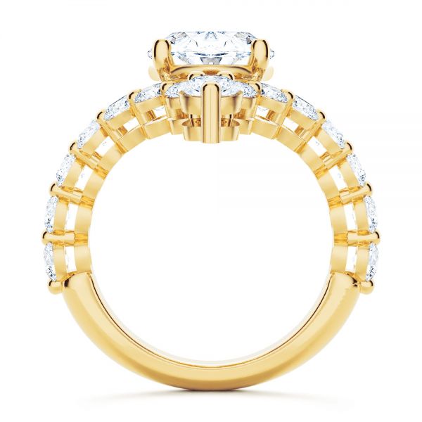 18k Yellow Gold 18k Yellow Gold Custom V-shaped Oval Diamond Ring - Front View - 107306