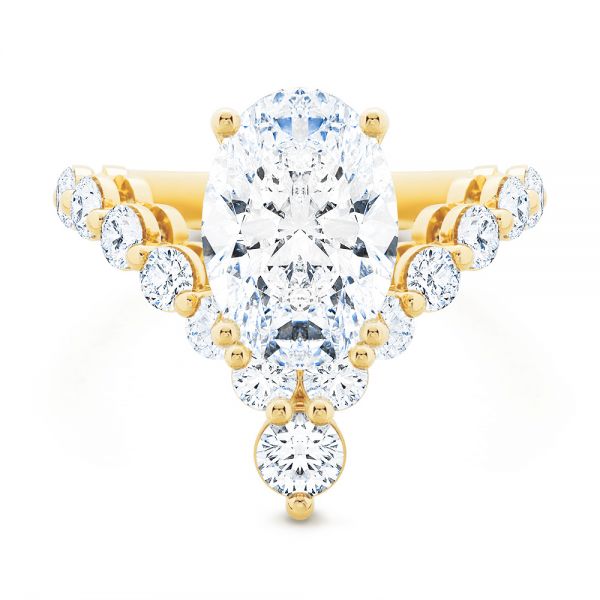18k Yellow Gold 18k Yellow Gold Custom V-shaped Oval Diamond Ring - Top View - 107306
