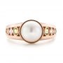 14k Rose Gold Custom White Pearl Peridot And Diamond Fashion Ring - Top View -  102755 - Thumbnail