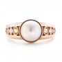 14k Rose Gold Custom White Pearl Peridot And Diamond Fashion Ring - Top View -  102755 - Thumbnail
