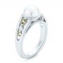 18k White Gold 18k White Gold Custom White Pearl Peridot And Diamond Fashion Ring - Three-Quarter View -  102755 - Thumbnail