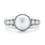 14k White Gold 14k White Gold Custom White Pearl Peridot And Diamond Fashion Ring - Top View -  102755 - Thumbnail