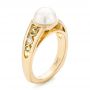 18k Yellow Gold 18k Yellow Gold Custom White Pearl Peridot And Diamond Fashion Ring - Three-Quarter View -  102755 - Thumbnail