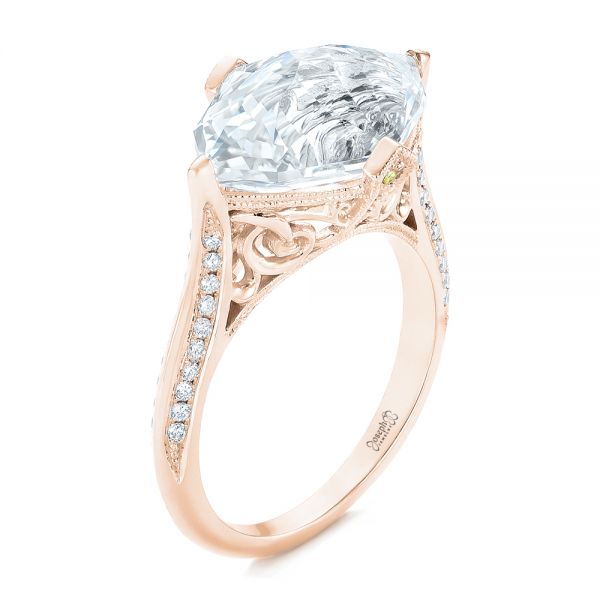 18k Rose Gold 18k Rose Gold Custom White Sapphire And Diamond Fashion Ring - Three-Quarter View -  103591