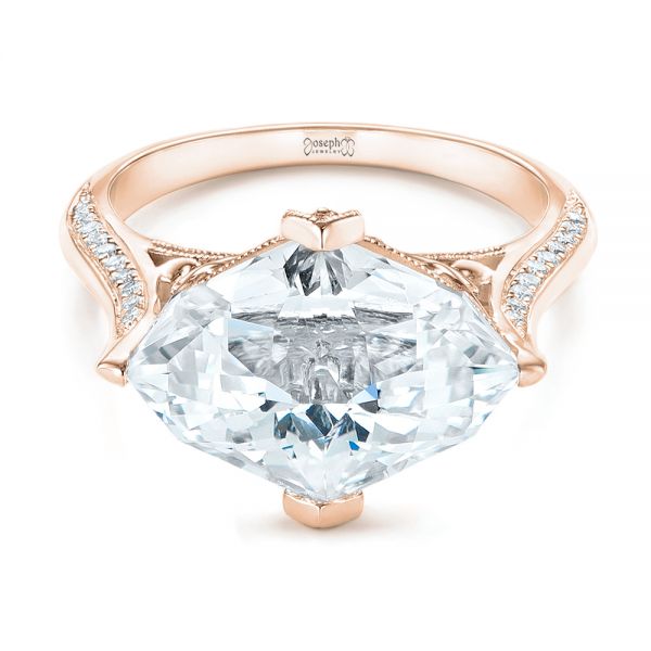 14k Rose Gold 14k Rose Gold Custom White Sapphire And Diamond Fashion Ring - Flat View -  103591