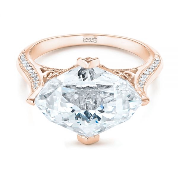 14k Rose Gold 14k Rose Gold Custom White Sapphire And Diamond Fashion Ring - Flat View - 103591