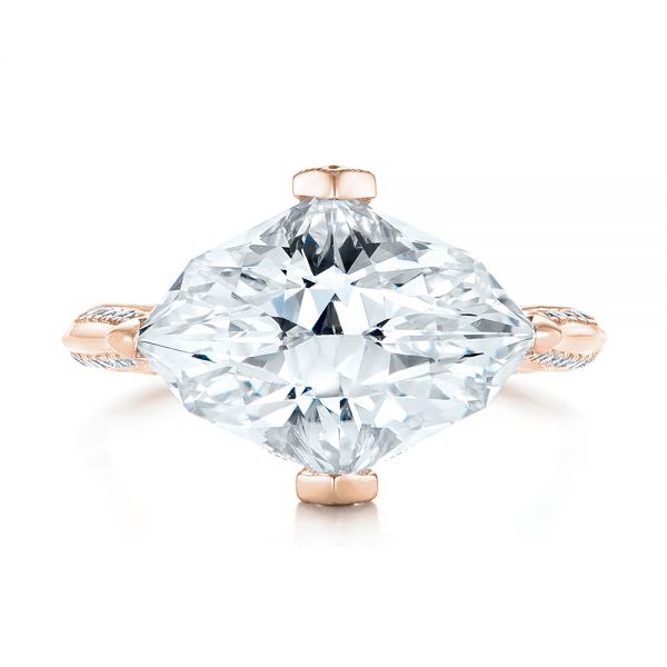 18k Rose Gold 18k Rose Gold Custom White Sapphire And Diamond Fashion Ring - Top View -  103591