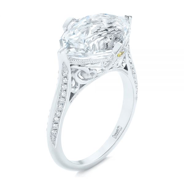 18k White Gold 18k White Gold Custom White Sapphire And Diamond Fashion Ring - Three-Quarter View -  103591