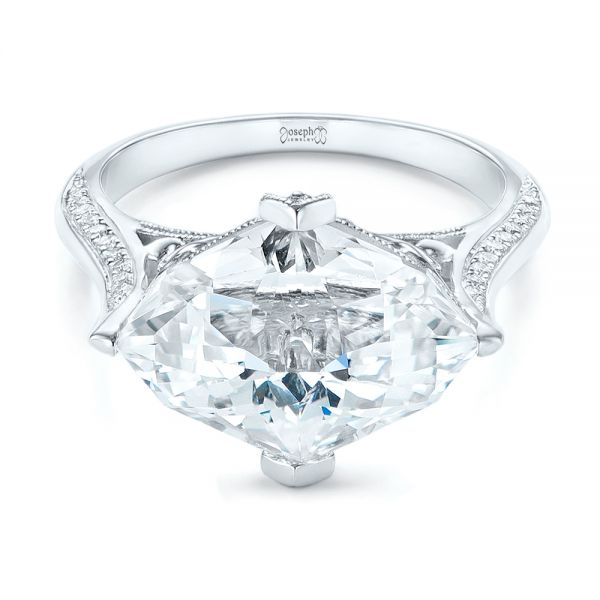 14k White Gold Custom White Sapphire And Diamond Fashion Ring - Flat View -  103591