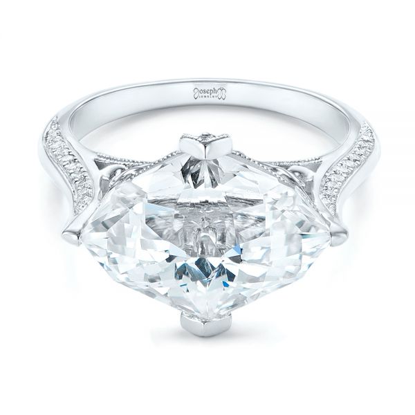 14k White Gold Custom White Sapphire And Diamond Fashion Ring - Flat View - 103591