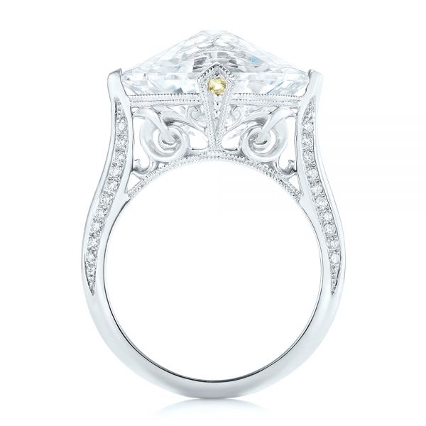14k White Gold Custom White Sapphire And Diamond Fashion Ring - Front View - 103591