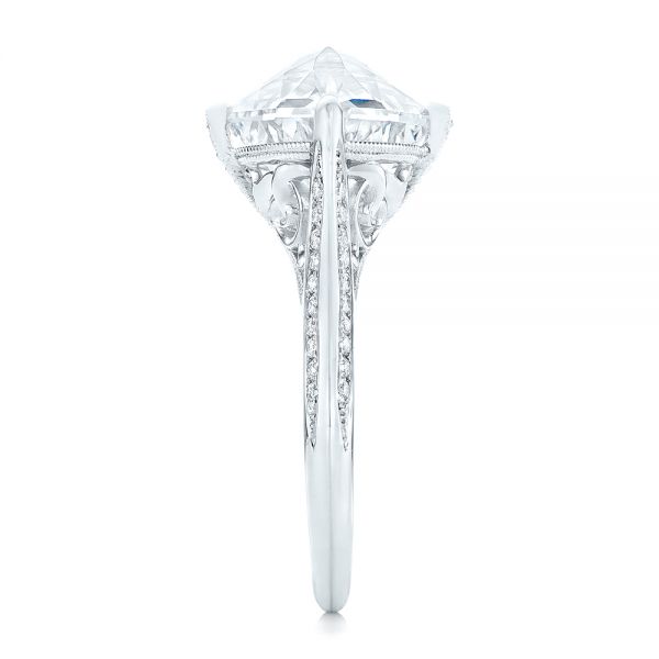 14k White Gold Custom White Sapphire And Diamond Fashion Ring - Side View - 103591