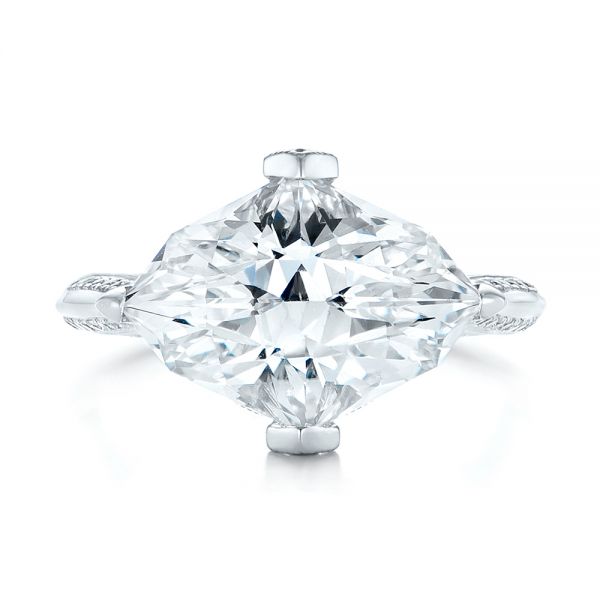 14k White Gold Custom White Sapphire And Diamond Fashion Ring - Top View -  103591