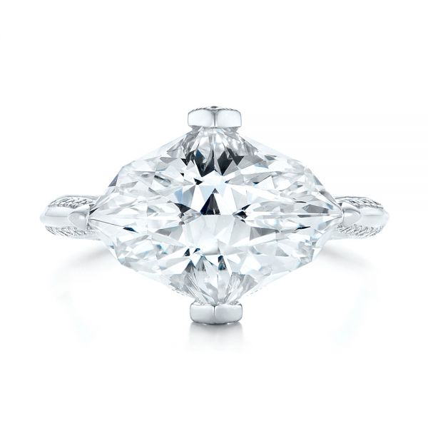 14k White Gold Custom White Sapphire And Diamond Fashion Ring - Top View - 103591