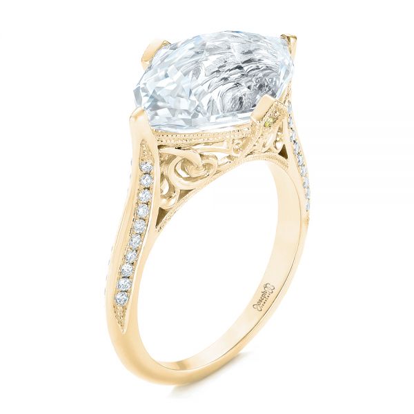 14k Yellow Gold 14k Yellow Gold Custom White Sapphire And Diamond Fashion Ring - Three-Quarter View -  103591