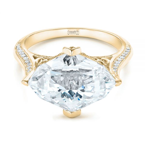 18k Yellow Gold 18k Yellow Gold Custom White Sapphire And Diamond Fashion Ring - Flat View -  103591