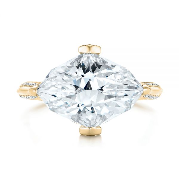 18k Yellow Gold 18k Yellow Gold Custom White Sapphire And Diamond Fashion Ring - Top View -  103591