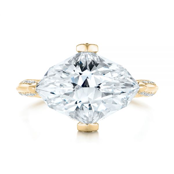 18k Yellow Gold 18k Yellow Gold Custom White Sapphire And Diamond Fashion Ring - Top View - 103591