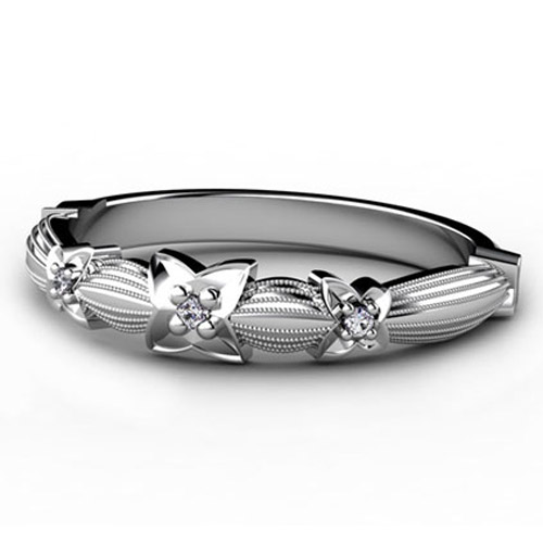  Platinum Custom Women's Diamond Ring - Three-Quarter View -  1005 - Thumbnail