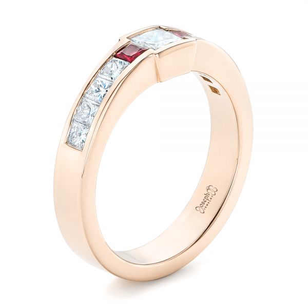 14k Rose Gold 14k Rose Gold Custom Ruby And Diamond Fashion Ring - Three-Quarter View -  102830