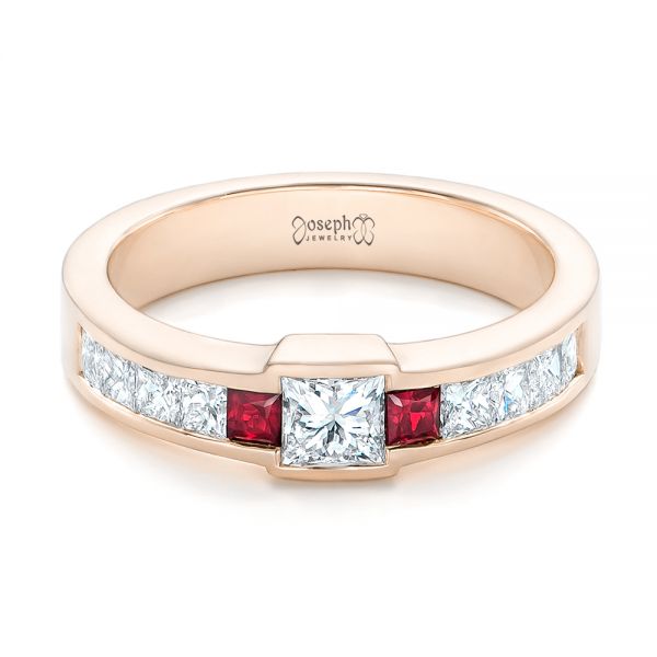 14k Rose Gold 14k Rose Gold Custom Ruby And Diamond Fashion Ring - Flat View - 102830