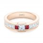 18k Rose Gold 18k Rose Gold Custom Ruby And Diamond Fashion Ring - Flat View -  102830 - Thumbnail