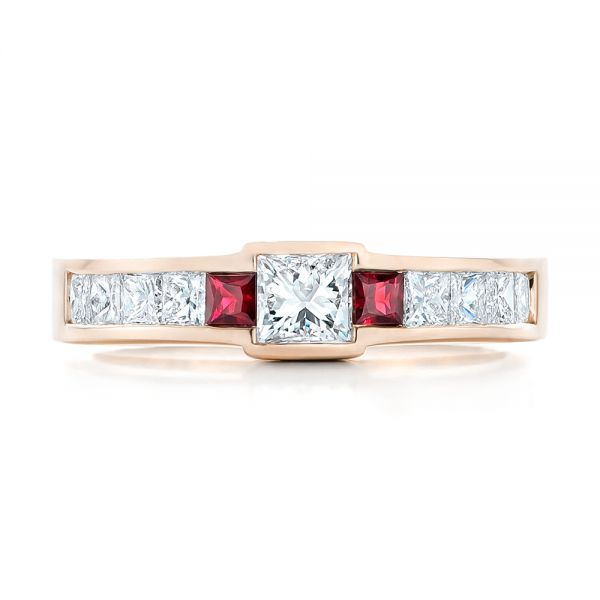 18k Rose Gold 18k Rose Gold Custom Ruby And Diamond Fashion Ring - Top View -  102830