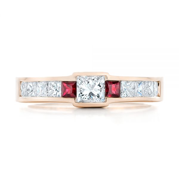 14k Rose Gold 14k Rose Gold Custom Ruby And Diamond Fashion Ring - Top View -  102830