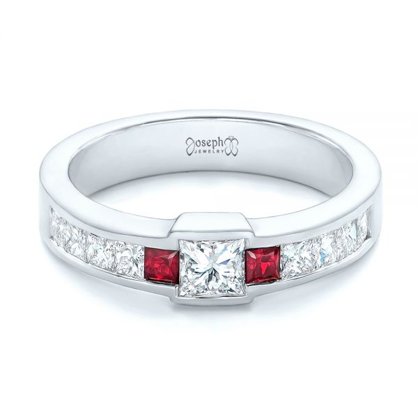 Platinum Platinum Custom Ruby And Diamond Fashion Ring - Flat View - 102830